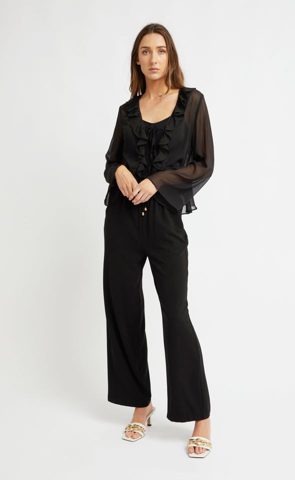 Side Panel Wide Leg Pants Black