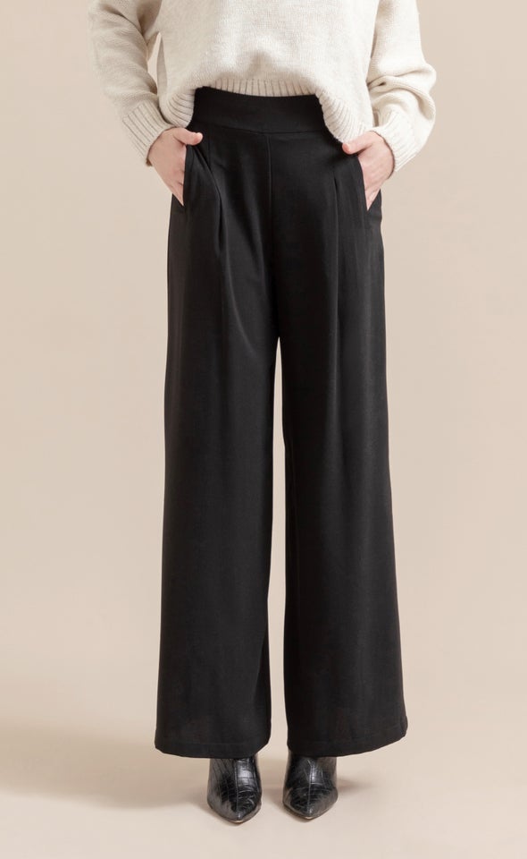 Side Pocket Wide Leg Pants Black