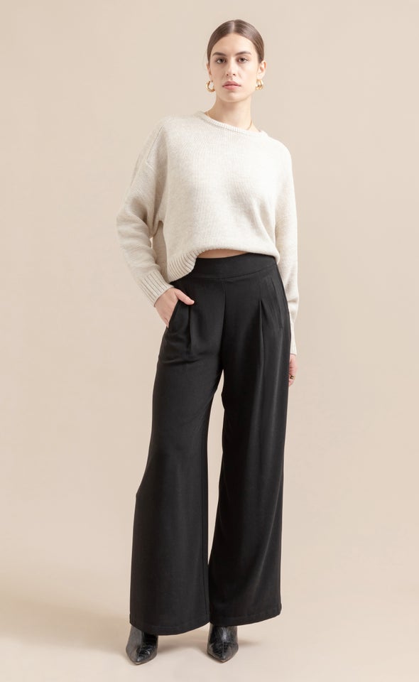 Side Pocket Wide Leg Pants Black