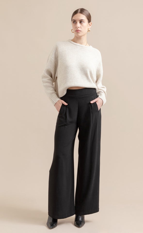 Side Pocket Wide Leg Pants Black