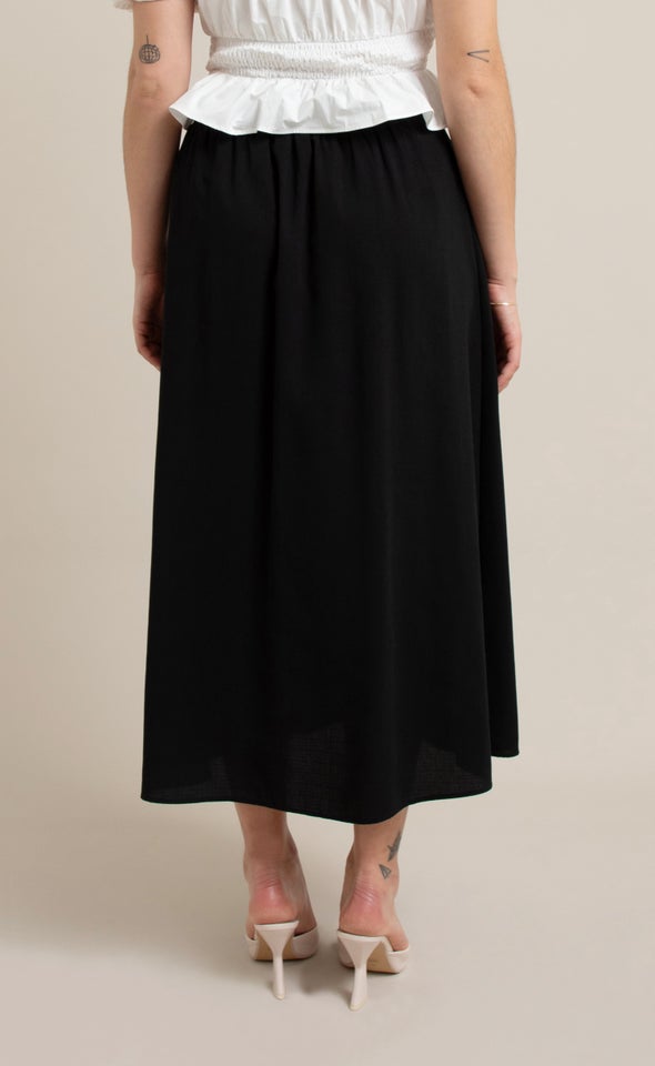 Side Split Midi Skirt Black