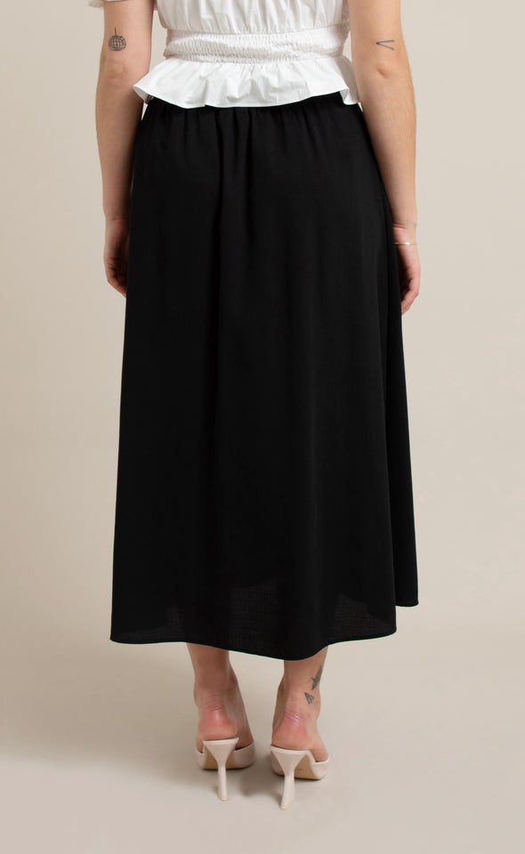 Side Split Midi Skirt Black