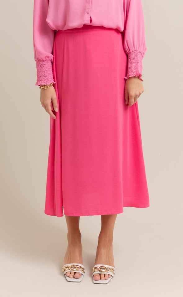 Side Split Midi Skirt Pink