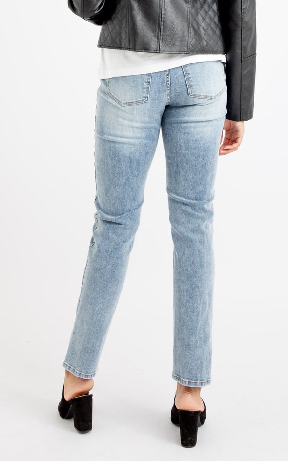 Side Split Straight Jeans Blue