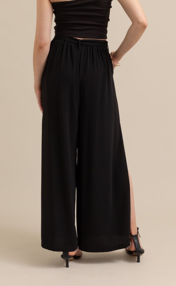 Side Split Wide Pants Black