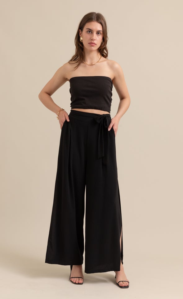 Side Split Wide Pants Black