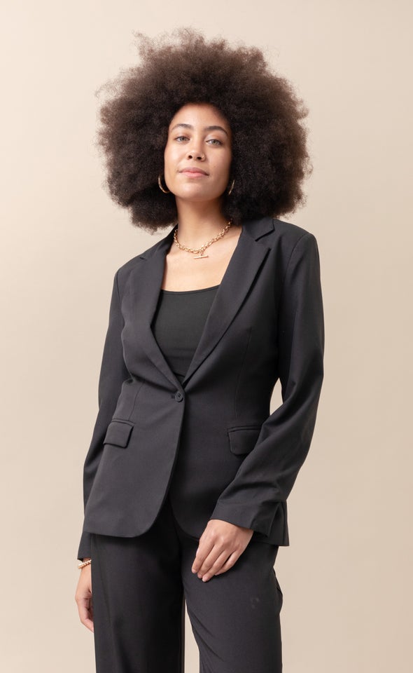 Single Button Blazer Black