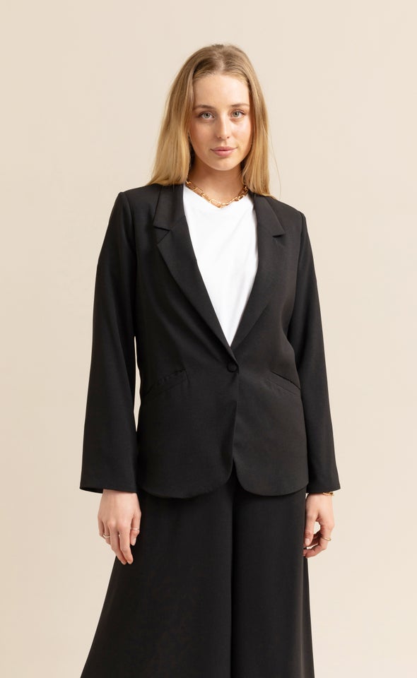 Single Button Blazer Black