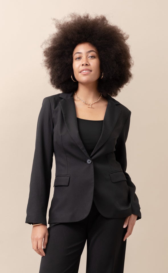 Single Button Blazer Black