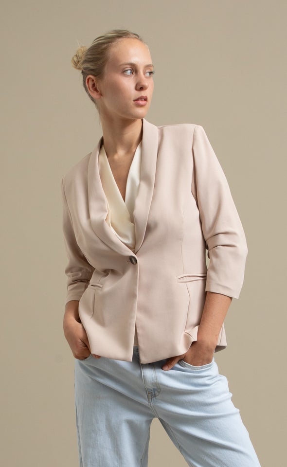 Single Button Blazer Natural