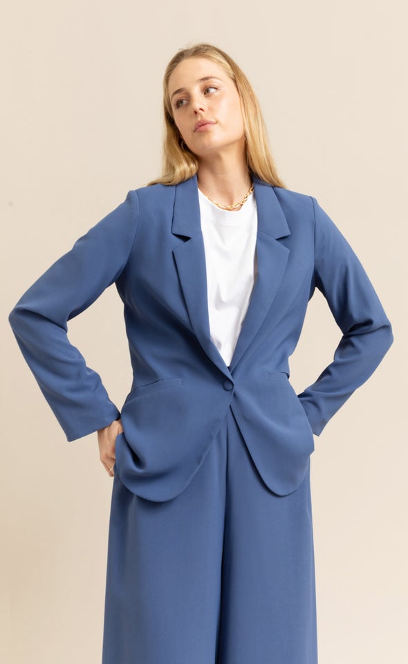 Single Button Blazer Sapphire