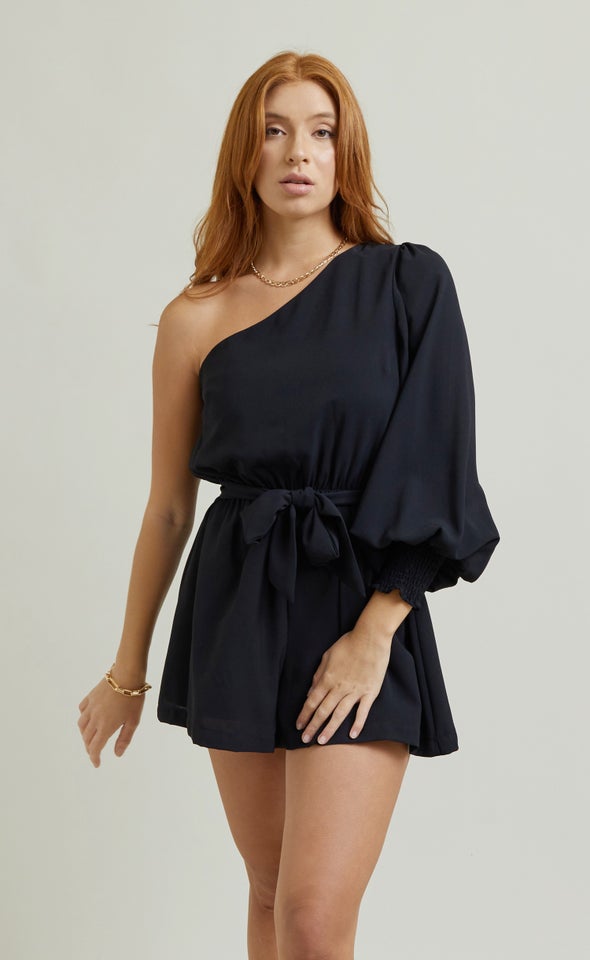 Single Sleeve Playsuit Black