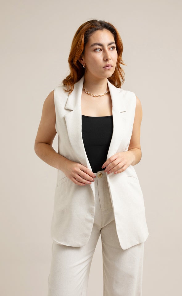 Sleeveless Blazer Natural