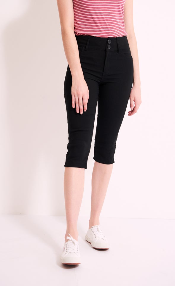 Slim Front Seam Capri Black