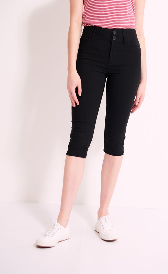 Slim Front Seam Capri Black