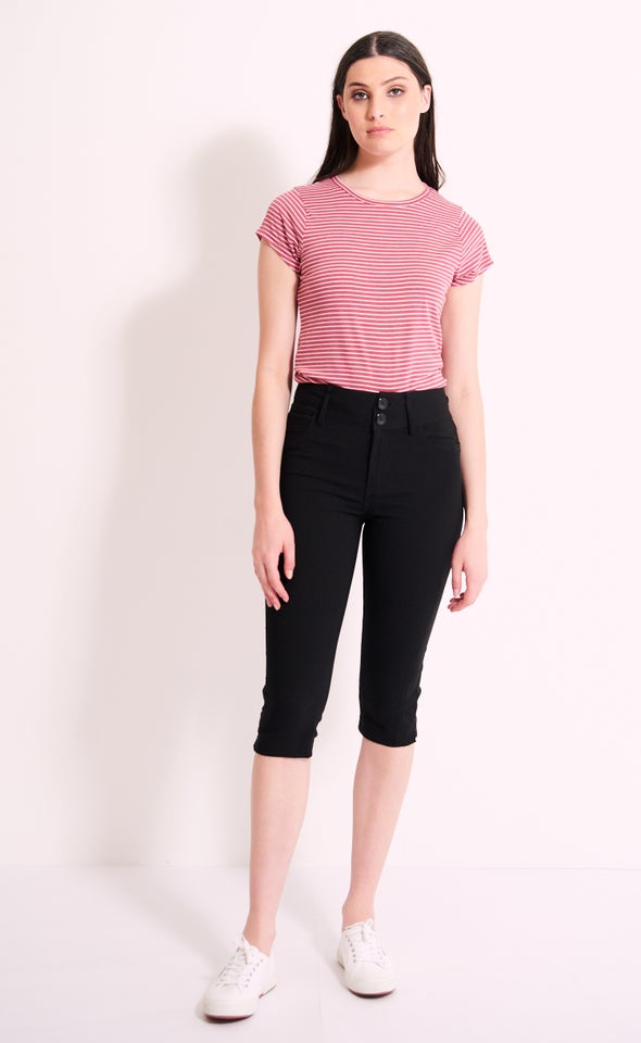 Slim Front Seam Capri Black