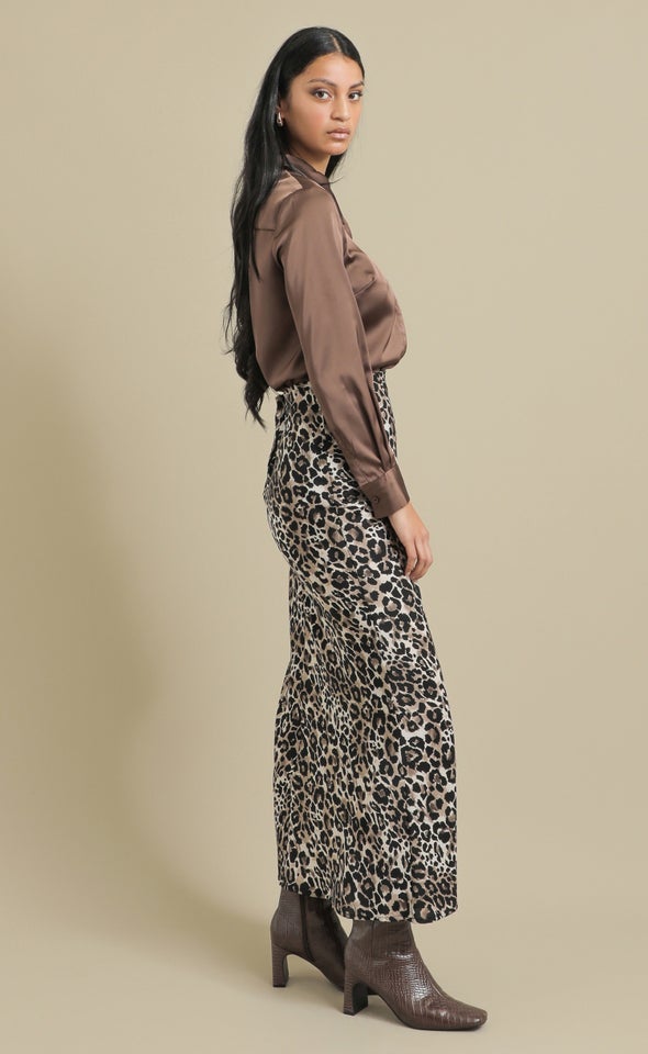 Slimline Satin Shirt Chocolate