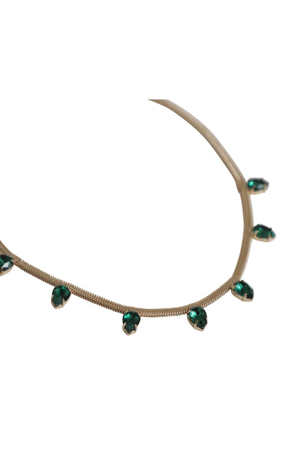 Snake Chain Jewel Necklace Gold/emerald