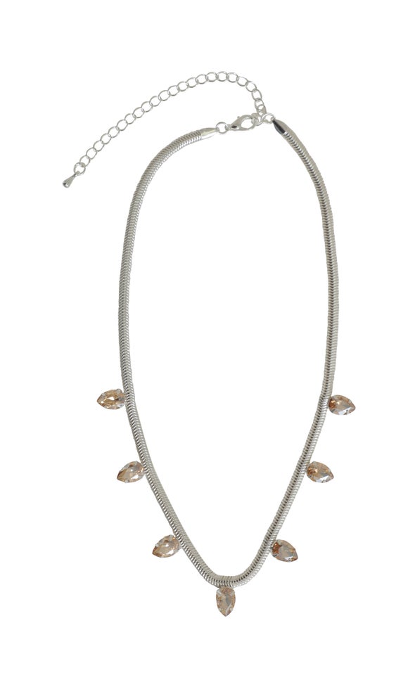 Snake Chain Jewel Necklace Silver/ochre
