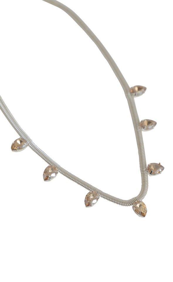 Snake Chain Jewel Necklace Silver/ochre