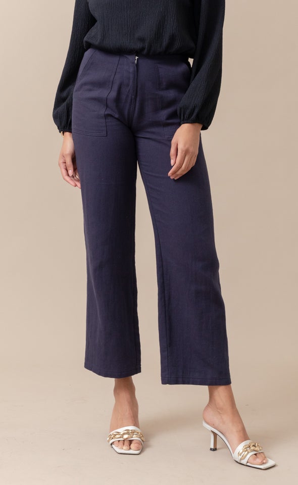 Soft Drill Wide Leg Pants Navy