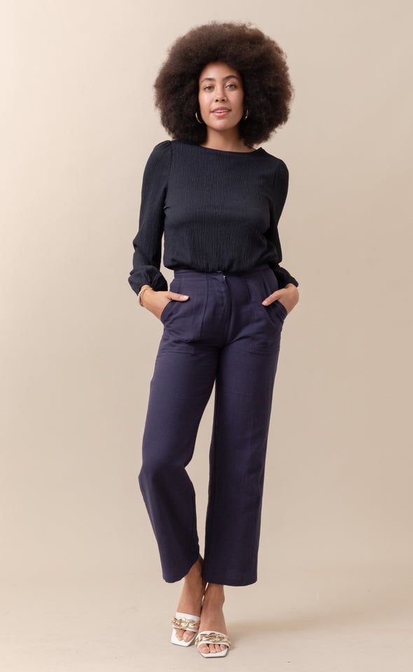 Soft Drill Wide Leg Pants Navy