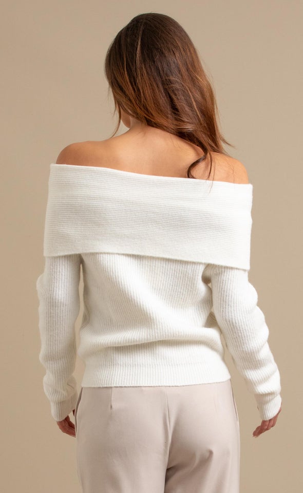 Soft Knit Bardot Sweater Winter White