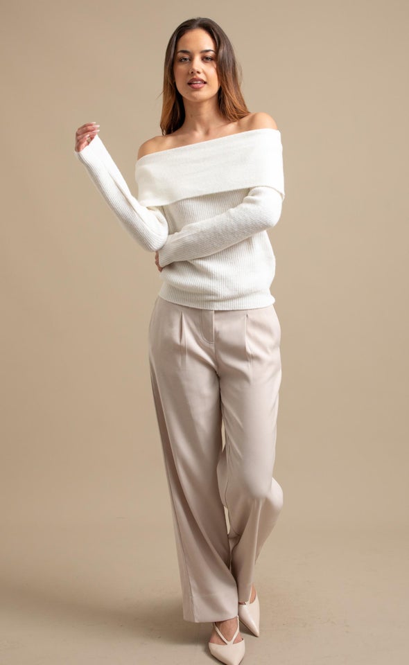 Soft Knit Bardot Sweater Winter White