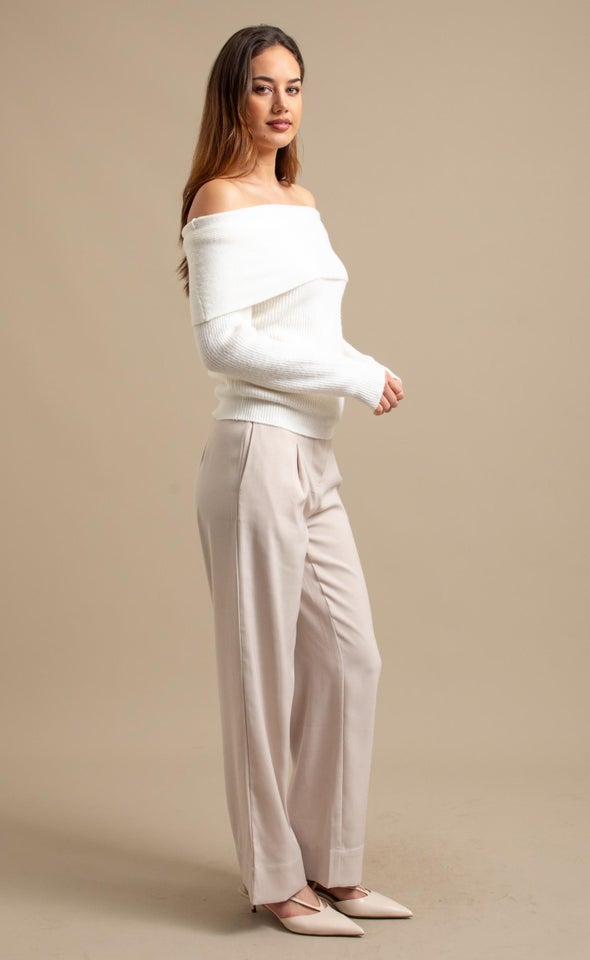Soft Knit Bardot Sweater Winter White
