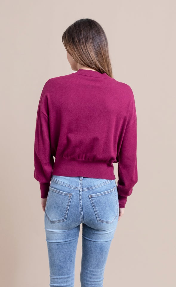 Soft Knit High Neck Sweater Grape
