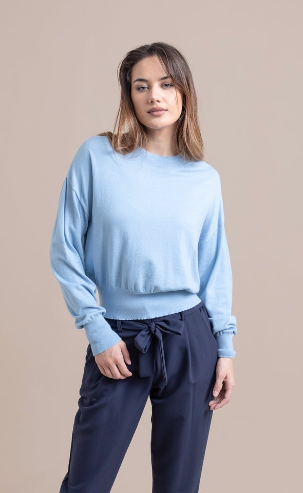 Soft Knit High Neck Sweater Light Blue