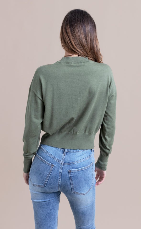 Soft Knit High Neck Sweater Olive