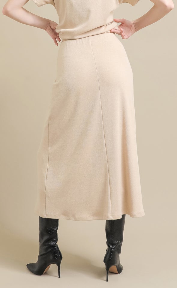 Soft Knit Midi Skirt Natural