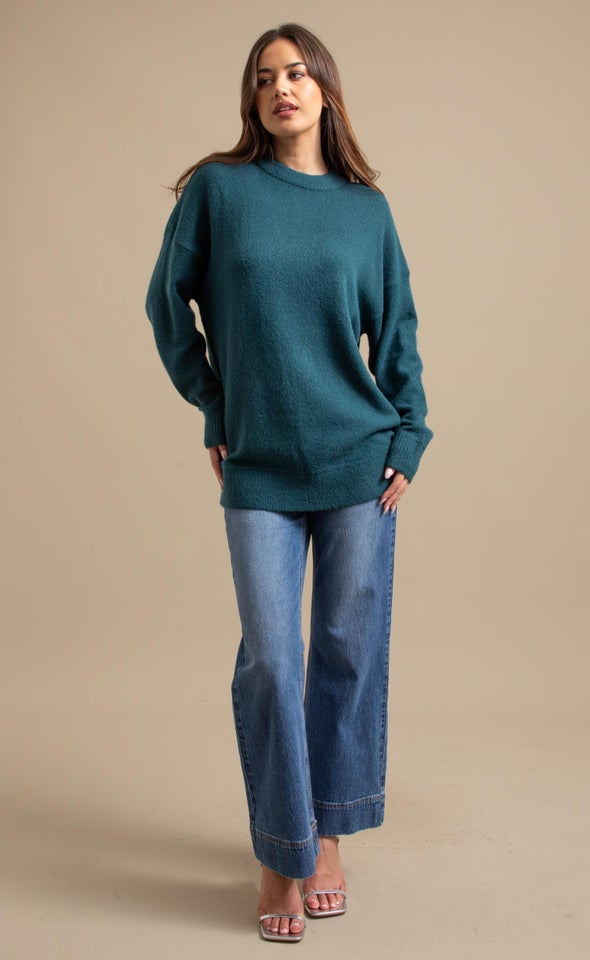 Soft Knit Round Neck Sweater Emerald