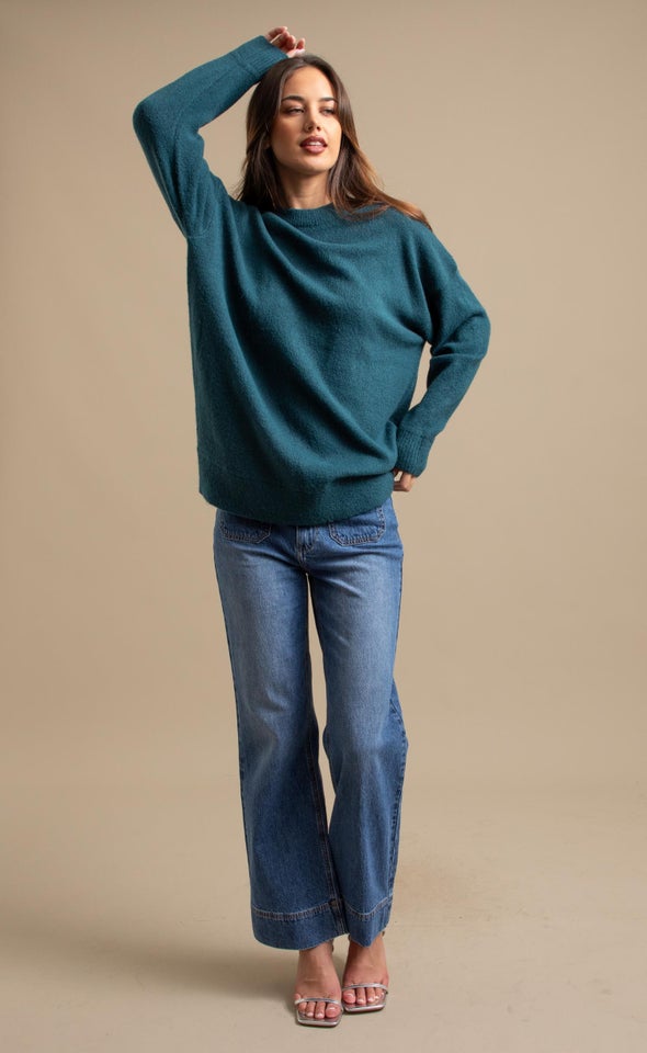 Soft Knit Round Neck Sweater Emerald