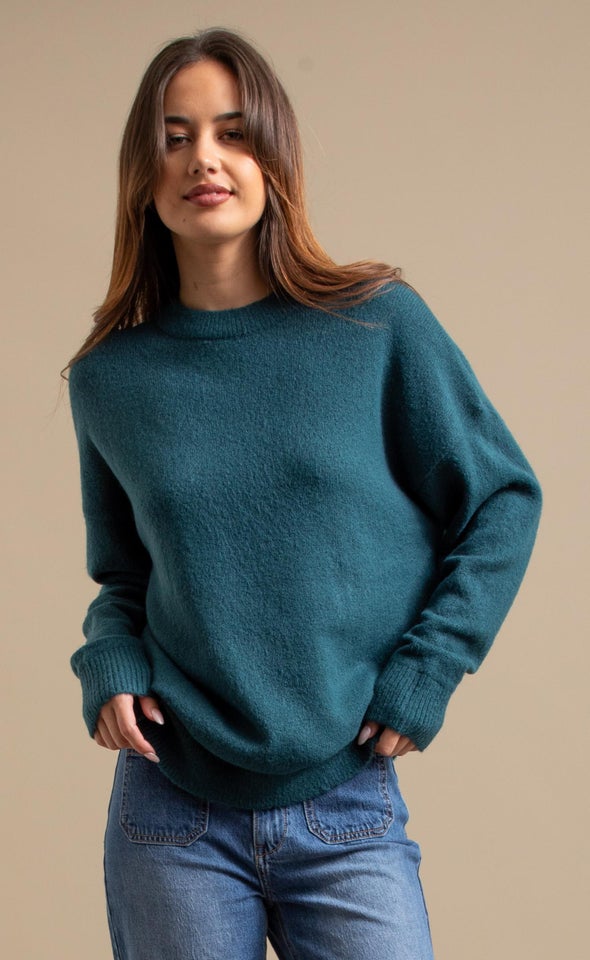 Soft Knit Round Neck Sweater Emerald