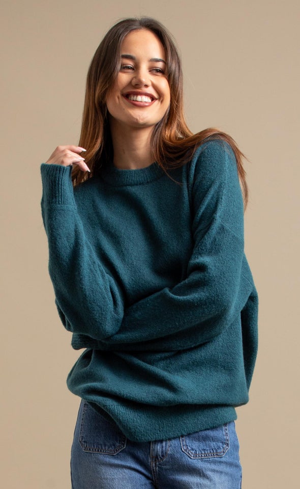 Soft Knit Round Neck Sweater Emerald