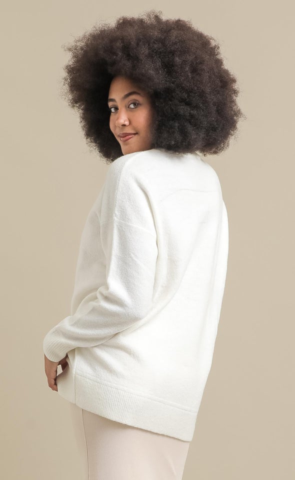 Soft Knit Round Neck Sweater Winter White