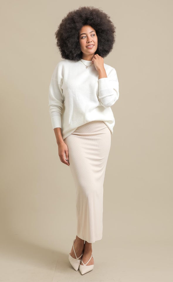 Soft Knit Round Neck Sweater Winter White