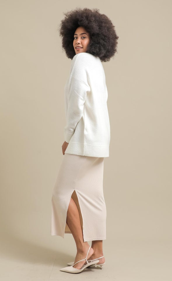 Soft Knit Round Neck Sweater Winter White