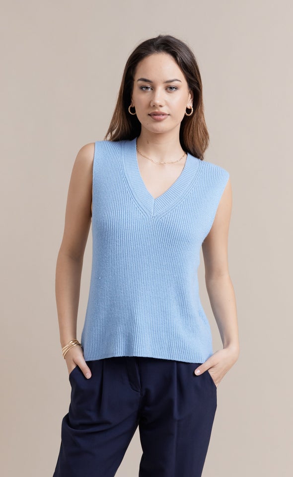 Soft Knit Vest Light Blue
