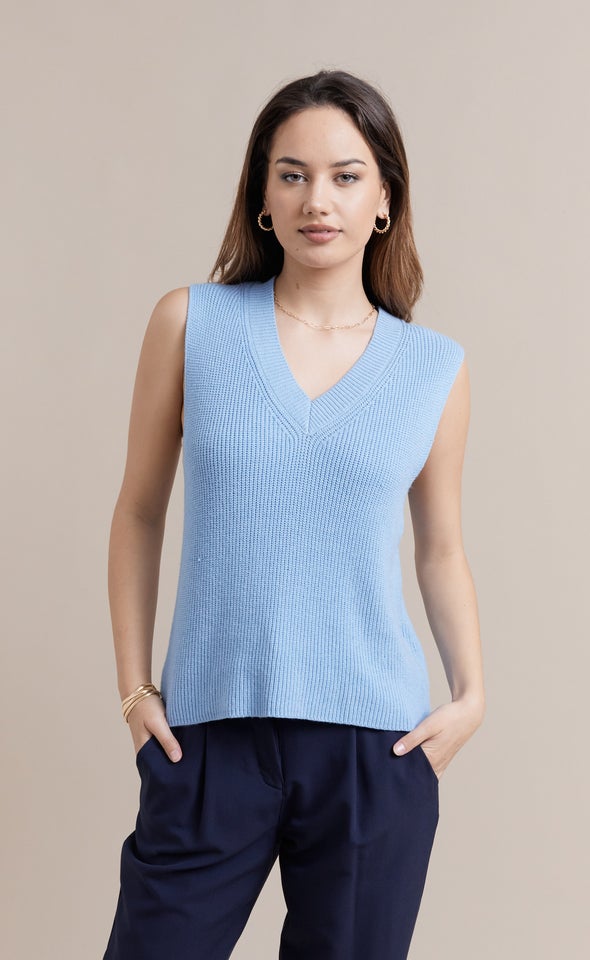 Soft Knit Vest Light Blue