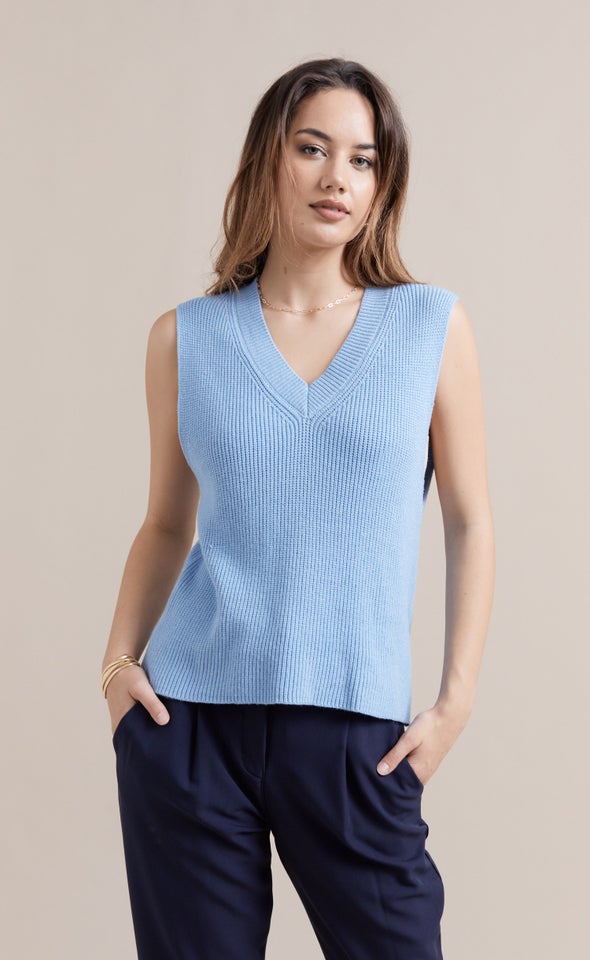 Soft Knit Vest Light Blue