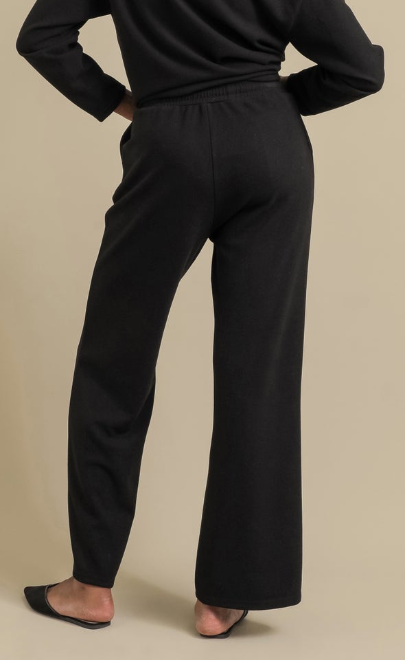 Soft Rib Straight Pants Black