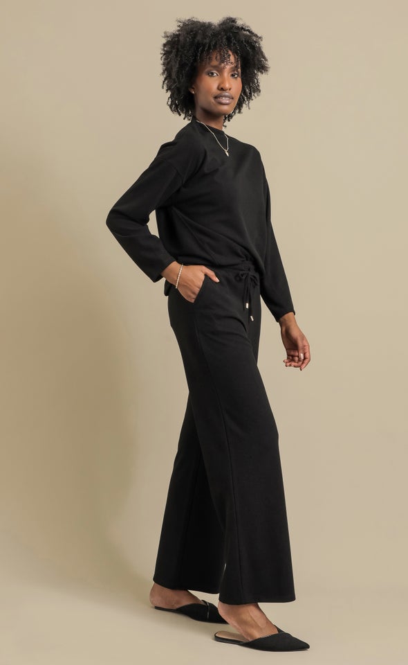 Soft Rib Straight Pants Black