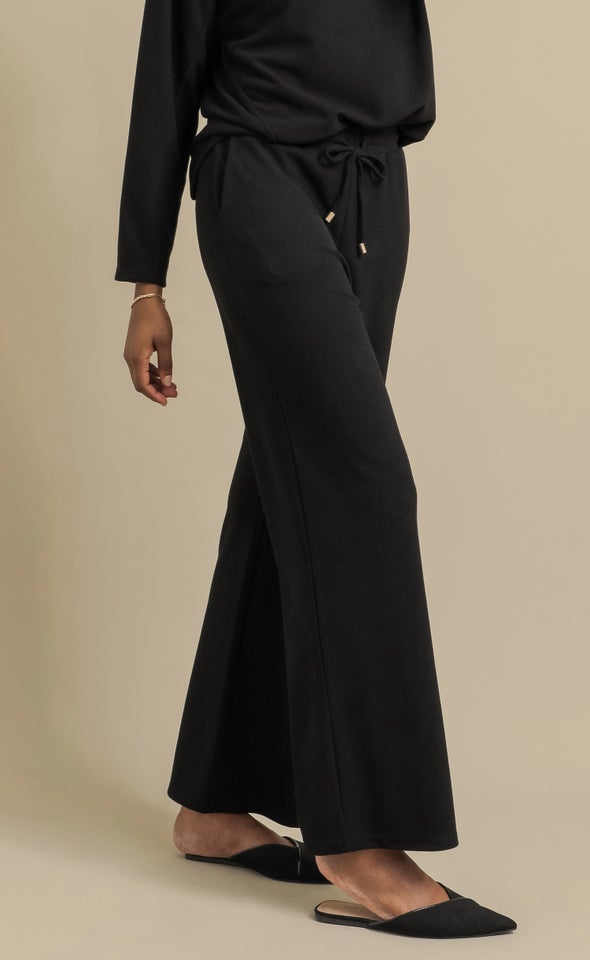Soft Rib Straight Pants Black