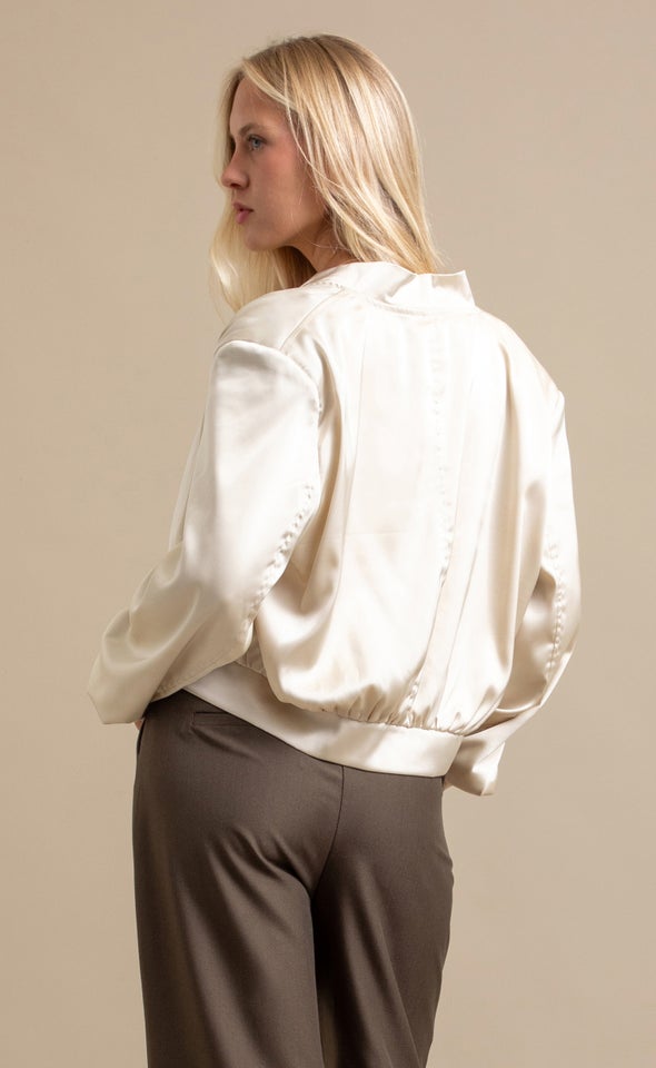 Soft Satin Bomber Jacket Light Gold
