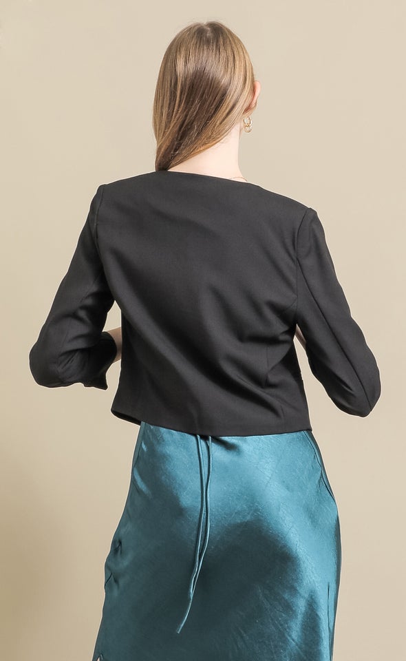 Soft Twill Open Blazer Black