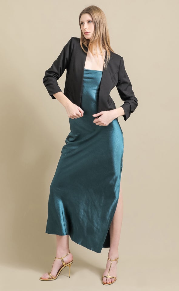 Soft Twill Open Blazer Black