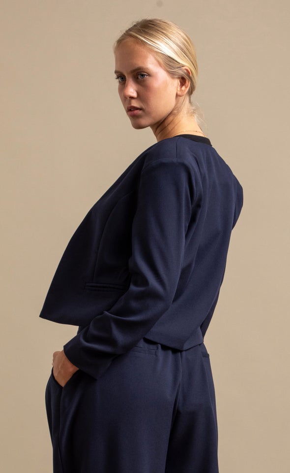Soft Twill Open Blazer Navy